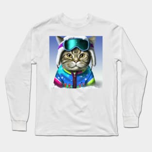 Cute Snowboarder Cat Long Sleeve T-Shirt